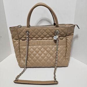 Guess Quilted Tan Bag Tote
